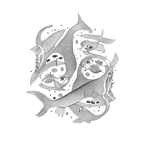 Fish With Three Tree Symbols Of Luck And Happiness