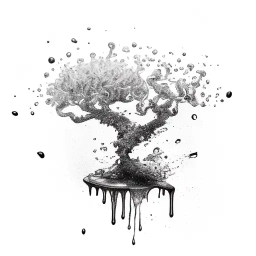 Pouring Coffee Overflowing Onto Tree