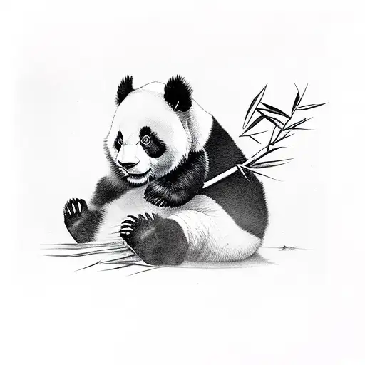 Panda On Bamboo
