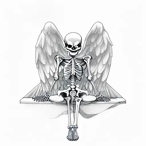 Skeleton Sitting Like Cute Angel