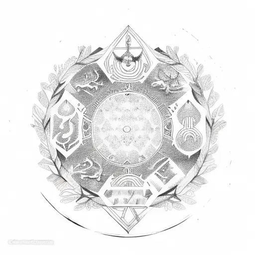 Wreath Of Laurel Leaves With Zodiac Signs