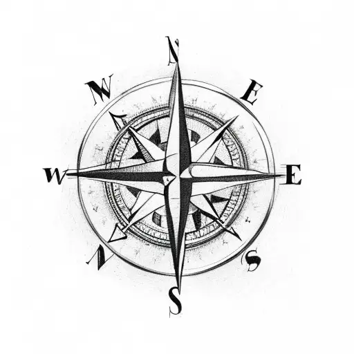 A Compass Intertwined With A Latin Phrase About Love