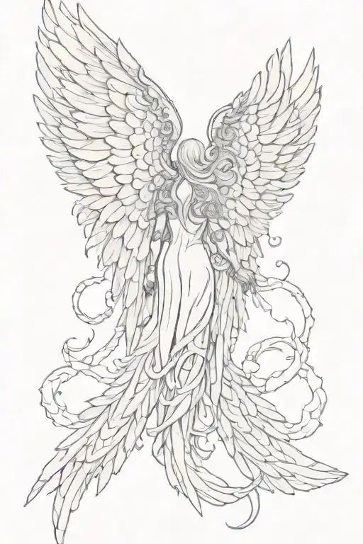 Angel Wings And Demon Wings On The Back