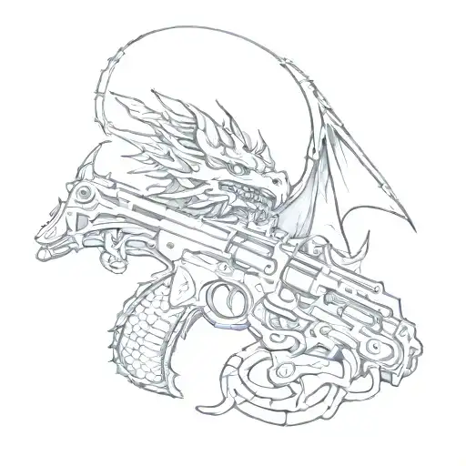 Dragon Wrapped Around A Gun