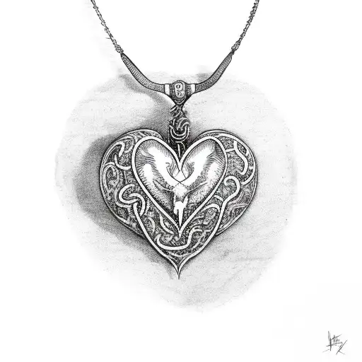 Heart Surrounded By A Chain And Dragon