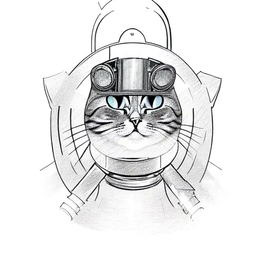 A Cat Wearing A Welding Mask And Holding A Torch