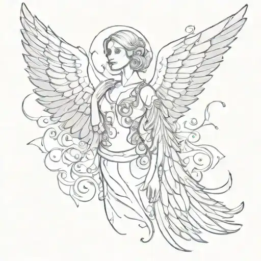 Fine Line Angel Wing Spread