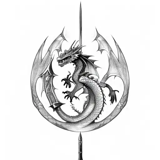Dragon Wrapped Around A Sword