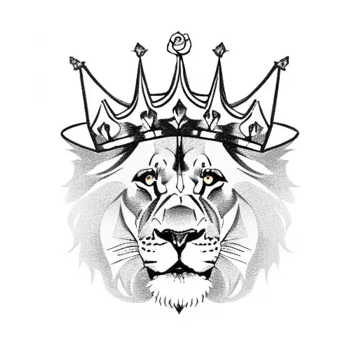 Lion With A Rose And A Crown Against 2 Faced People