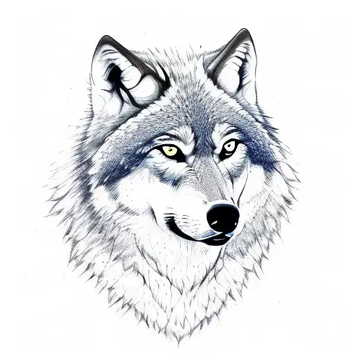 Wolf Face With Forrest Background