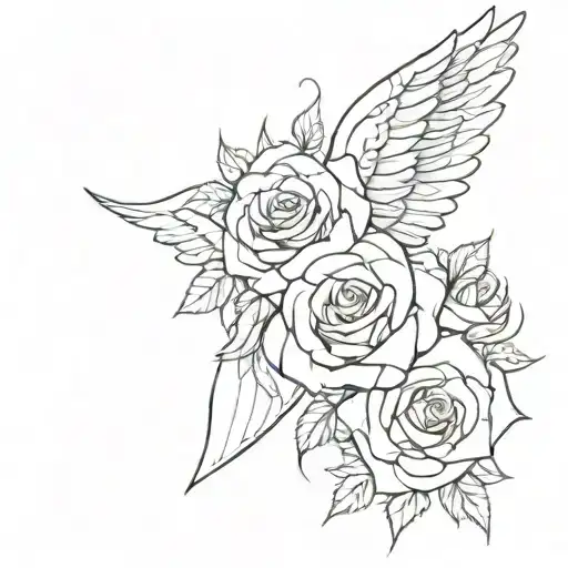 Paw Print Angel Wings Rose