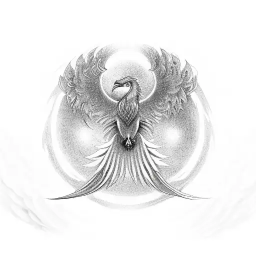 A Phoenix Rising From A Dna Strand In The Shape Of The Yin And Yang Symbol