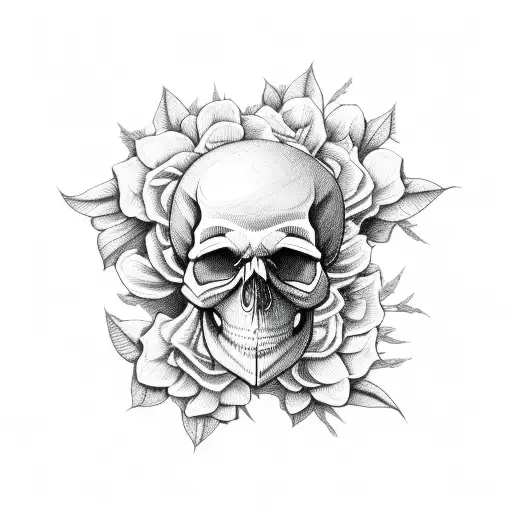 Skull With Gardenias