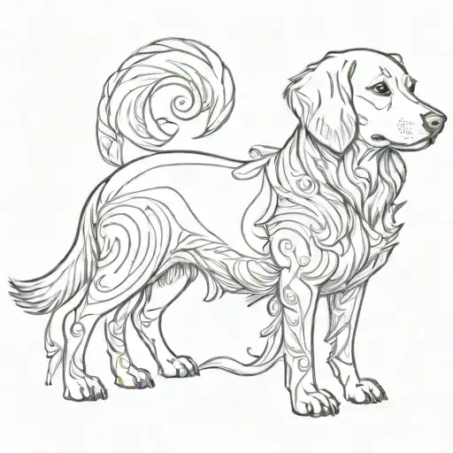 Golden Retraver Dog Outline Small