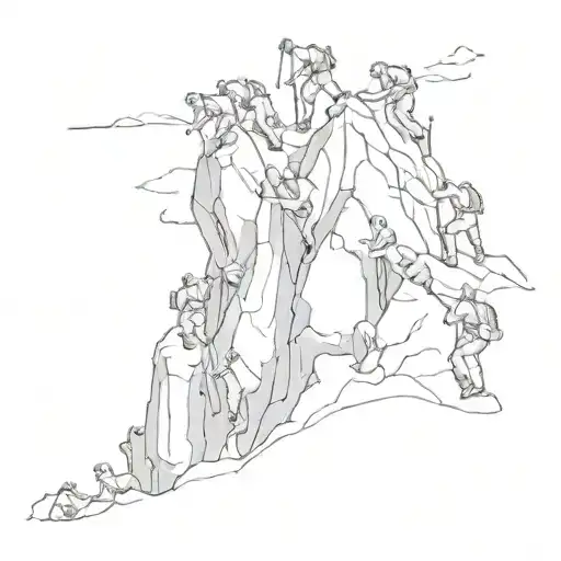 7 Guys Climbing Mountain