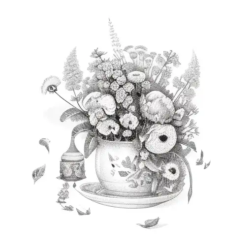 A Delicate Floral Arrangement With Hidden Chicken Motifs