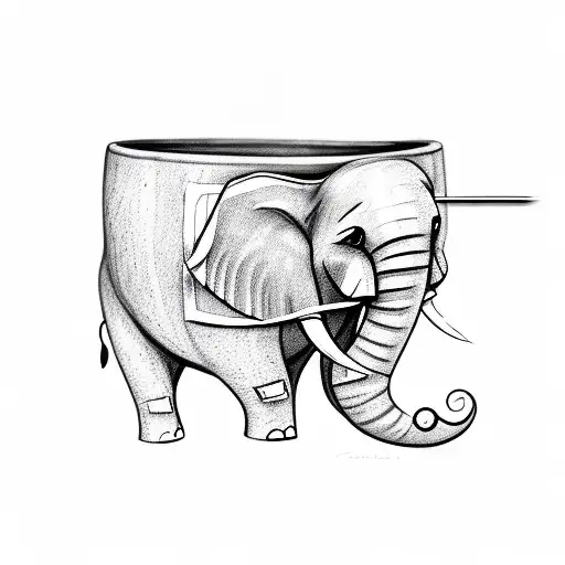 A Sketch Of An Elephant Inside A Broken Porcelain Vase
