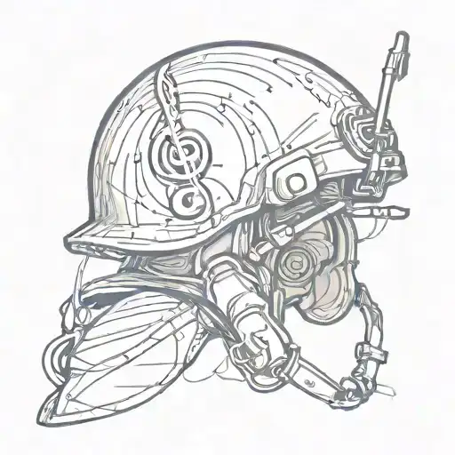 An Army Helmet With A Music Note Insignia