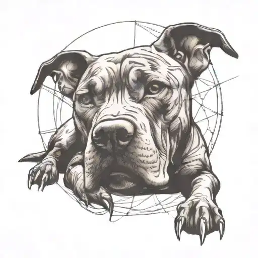 Pitbull With A Web In Old School Style