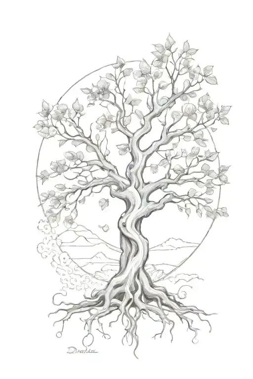 Davinci Drawings And Life Tree Intertwined