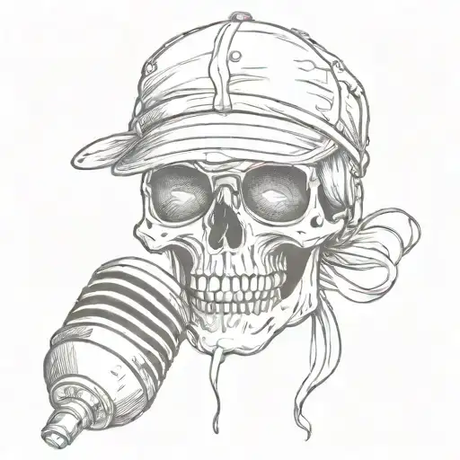 A Skull With A Blindfold Holding A Microphone
