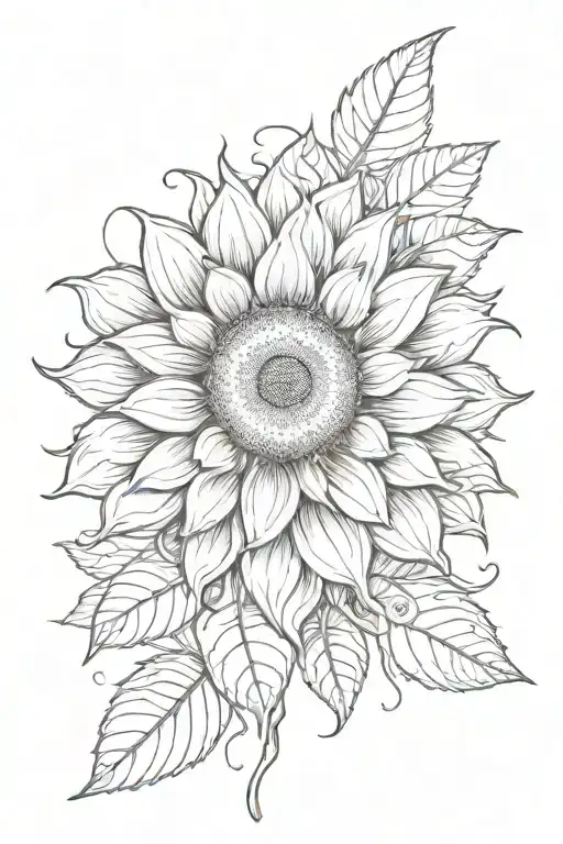 Unalome With Sunflower Blooming