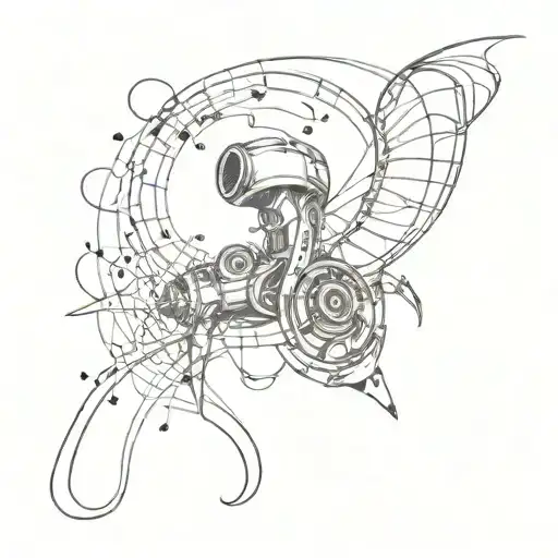 A Music Note Intertwined With A Jet Engine Symbolizing The Thrill Of Speed