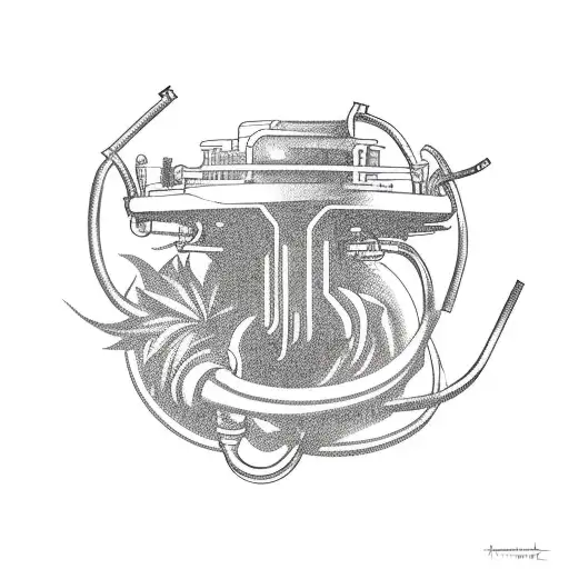 Car Turbocharger With Plants Growing Inside Of It