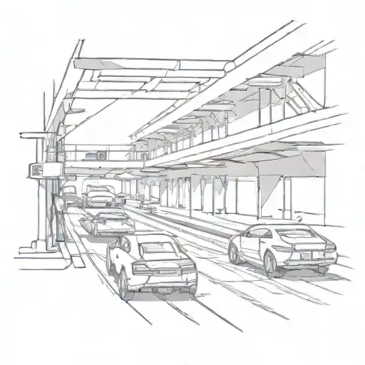 Combine Elements Of A Drag Strip And A Garage In A Futuristic And Abstract Way