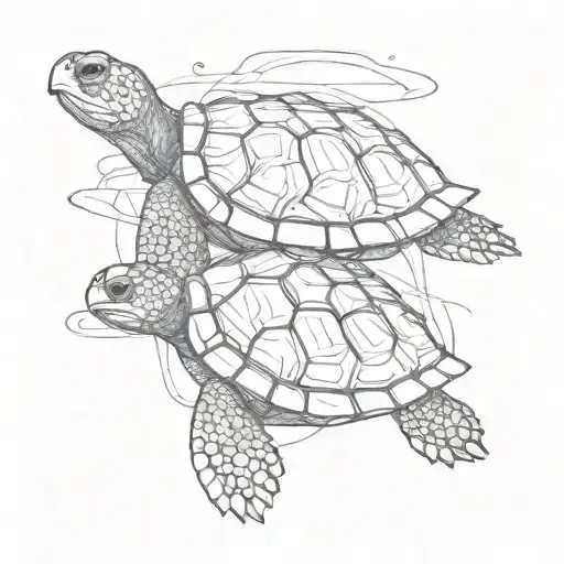 Turtle Laying Side By Side