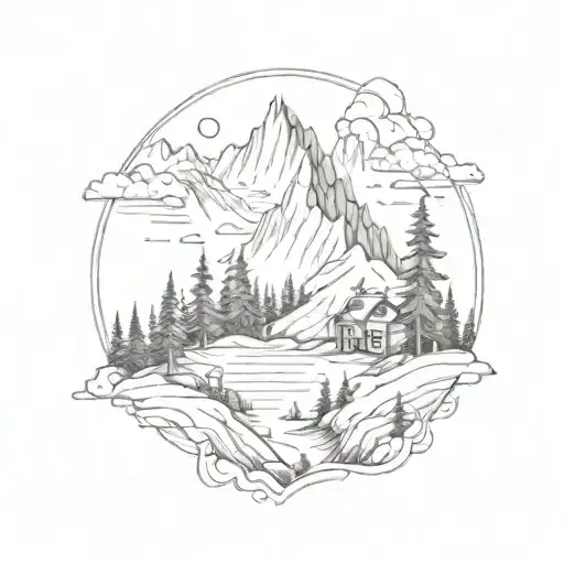 A Mountain Landscape Tattoo With Hidden Harry Potter References And A Fox Peeking Out