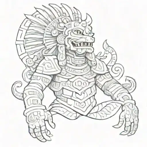 Design A Tattoo Featuring The Mayan God Kukulkan In A Sketch Style
