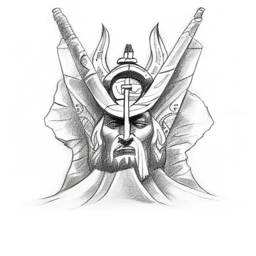 A Sketch-style Tattoo Of A Totem Pole Featuring Biblical Scenes