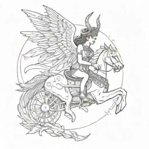 Greek Woman With A Winged Headband And A Lynx Tooth Necklace On A Chariot Of Poseidon