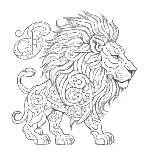 A Majestic Lion With Persian Calligraphy Representing Strength And Power