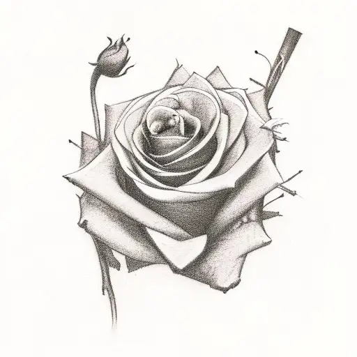 A Musical Staff With Black Roses Growing From The Notes