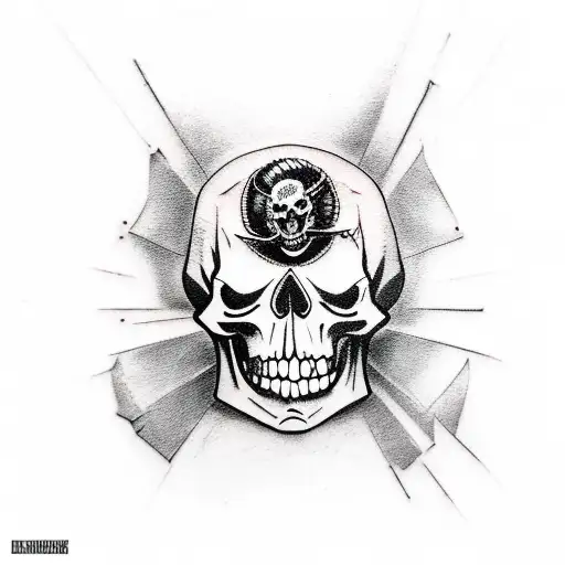 An Edgy Tattoo Design Combining A Bank Vault And A Punk Rock Skull