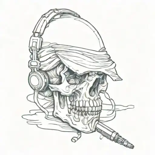 A Skull With A Blindfold Holding A Microphone