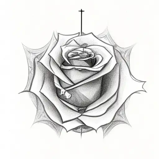 Christian Cross With Roses And The Word Of God