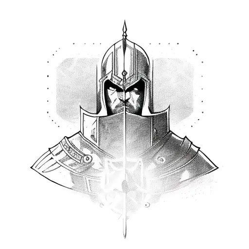 A Ehternetcable With A Simple Face Holding Sword And A Shield In A Defensive Pose