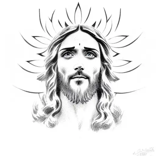 Jesus Face With Doves Flying