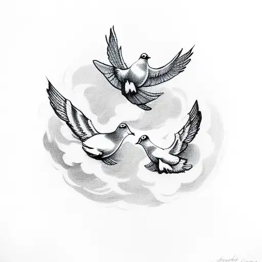 Doves With Clouds In The Background With Some Christianity