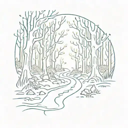 A Mystical Forest Path With Glowing Gaming Runes Scattered Along The Way