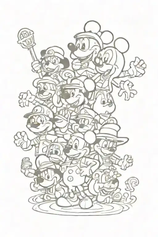 Cartoon Characters Surrounded By Disney Characters