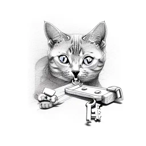 A Cat Playing With A Key