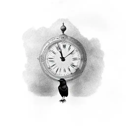 Crow Standing On A Clock