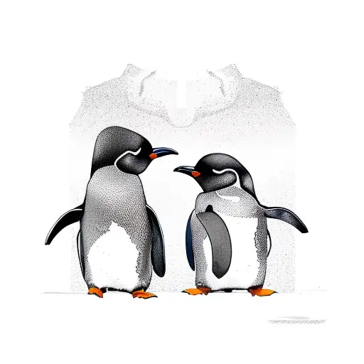2 Penguins Facing Each Other And One Penguin Is Giving Pebble To Another Penguin