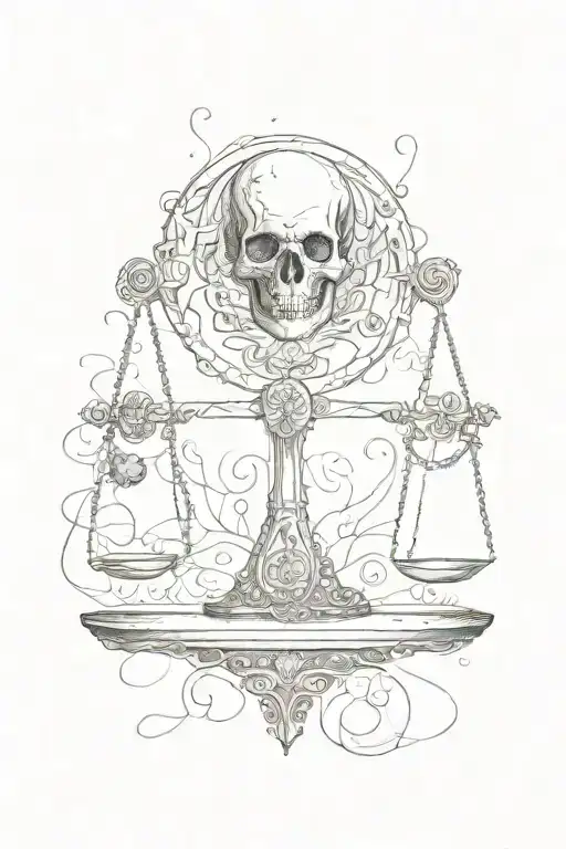 A Scale With A Skull At One End And A Heart At The Other