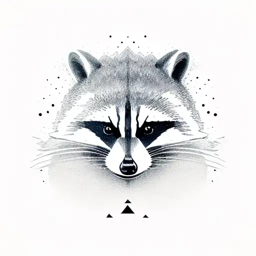 Abstract Racoon With Dark Background