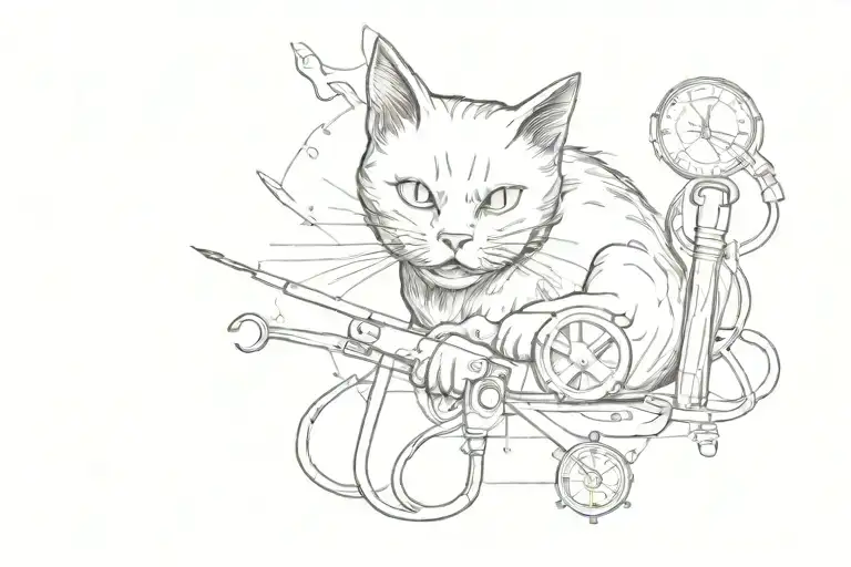 Black Cat And Medical Tools Used